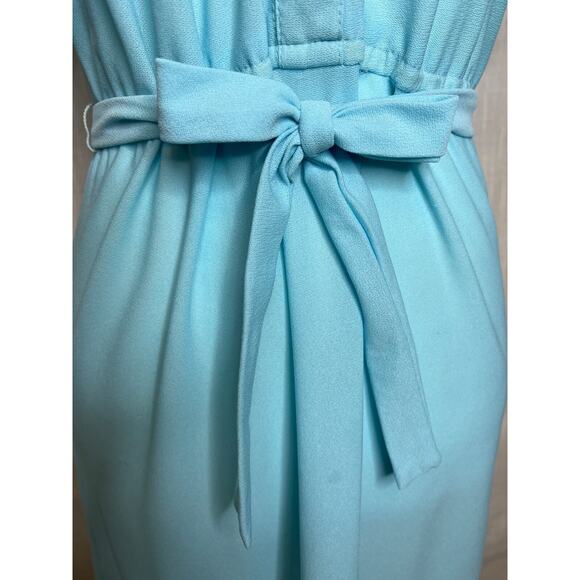 Vintage 70s Size Small High Neck Lace Collared Dress Tulip Sleeves Cottage - Picture 6 of 9